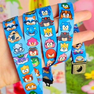 Sonic Heads Lanyard-Kartenhalter einschließlich Shadow, Tails, Amy Rose, Knuckles, Cream, Eggman, Blaze, Silver, Jet, Wave und vielen anderen