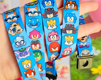 Sonic Heads Inspired Lanyard Card Holder including Shadow, Tails, Amy Rose, Knuckles, Cream, Eggman, Blaze, Silver, Jet, Wave