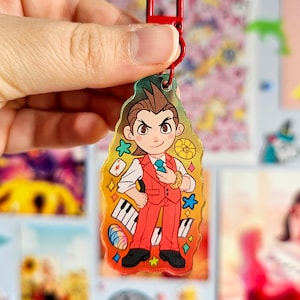 Apollo Justice Phoenix Wright Ace Attorney Chibi Colourful Gradient Acrylic Keychain
