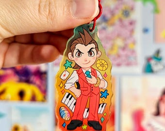 Apollo Justice Phoenix Wright Ace Attorney Chibi Colourful Gradient Acrylic Keychain