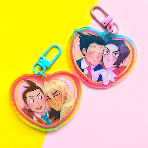 Klapollo Wrightworth Narumitsu Phoenix Wright Ace Attorney Colourful Gradient Keychains Miles Edgeworth Apollo Justice and Klavier Gavin