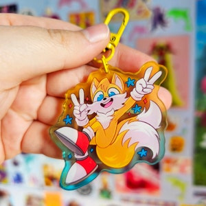 Tails the Fox Colourful Gradient Acrylic Keychain Charm