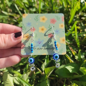 Bead wired evil eye earrings