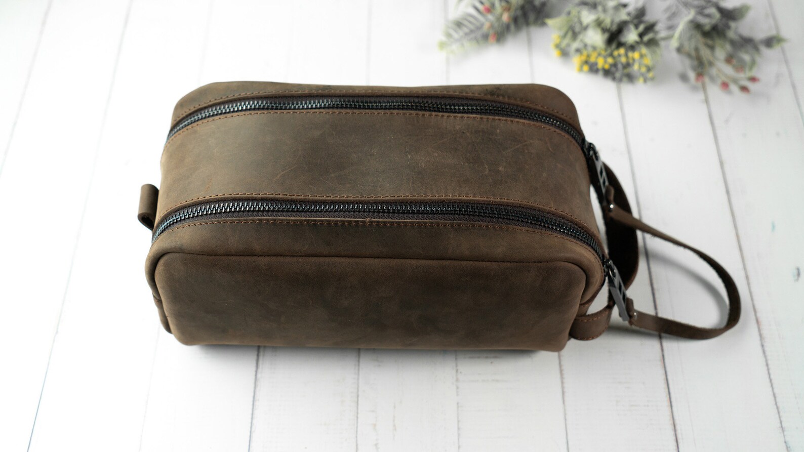 Personalized Leather Dopp Kit Bag, 3rd Anniversary Gift for Men, Best ...