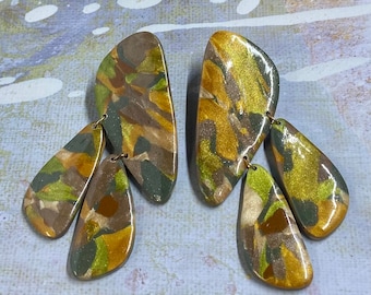 Modern metallic watercolor statement earrings
