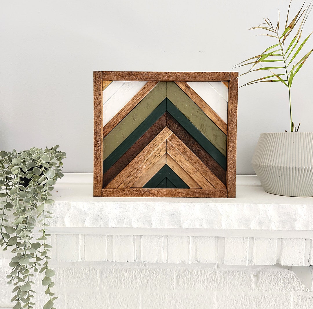 Boho Wood Wall Art, Geometric Handmade Wooden Wall Decor, Original ...