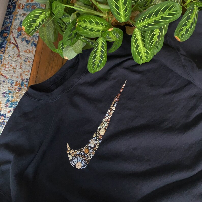 embroidered nike sweatshirt flowers