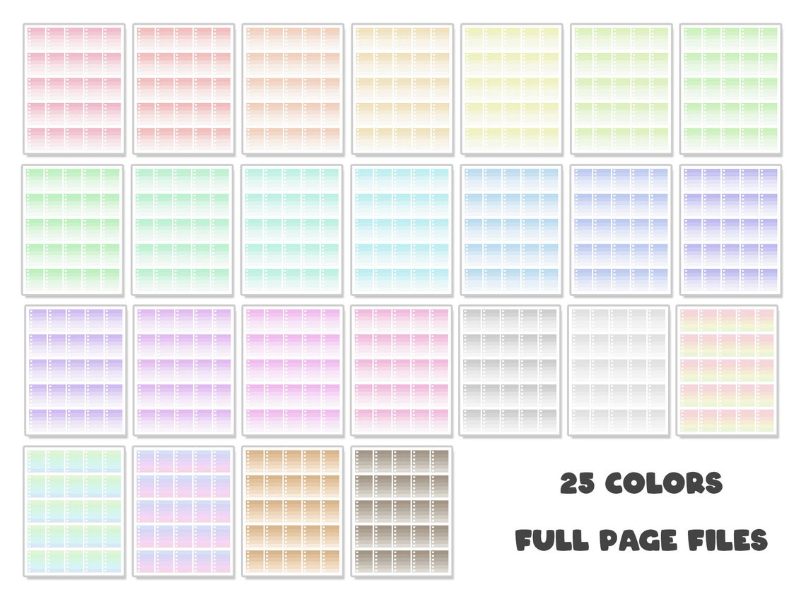 Printable Pastel Ombre Checklist Planner Stickers Erin Condren Full Box ...