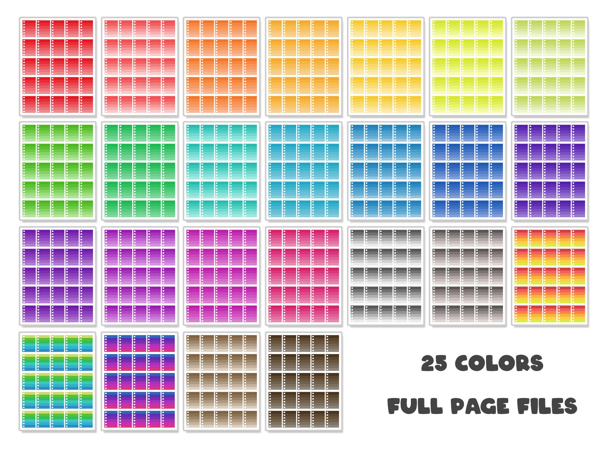 Printable Vibrant Bright Ombre Checklist Planner Stickers Erin Condren ...