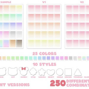 Printable Pastel Ombre Checklist Planner Stickers Erin Condren Full Box ...