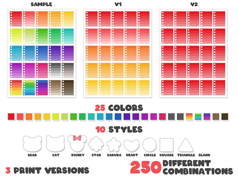 Printable Vibrant Bright Ombre Checklist Planner Stickers Erin Condren ...