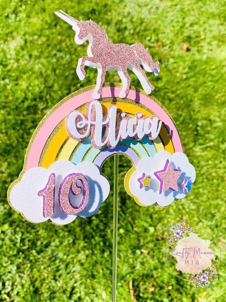 Unicorn Rainbow Cake Topper // Rainbow Cake Topper // Unicorn Etsy