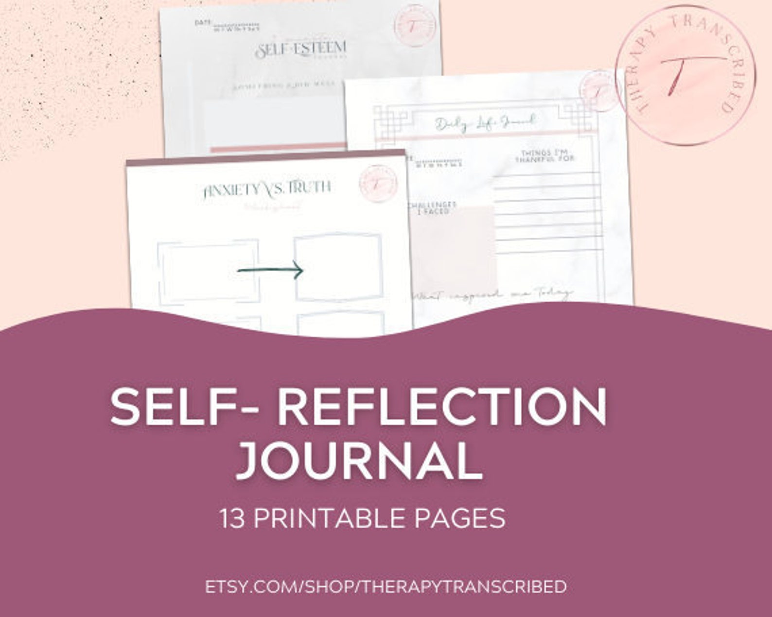 Self Reflection Journal Therapy Printable Mental Health Etsy