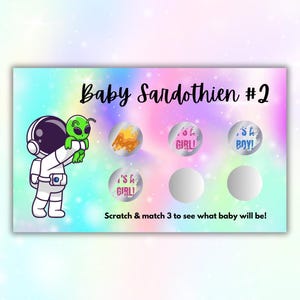 Carte à gratter Alien Baby Gender Reveal