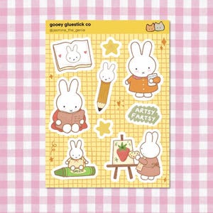 Handgemachte Crafty Bunny Sticker Sheet, Journal Planer Bastelbedarf