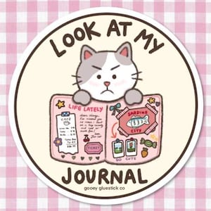 Adesivo per diario fatto a mano con gatti, diario spazzatura, adesivi personalizzati, adesivi carini, adesivi Coquette, adesivi Kindle, adesivo per gatti