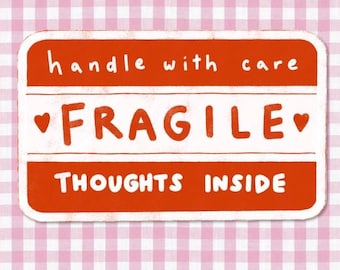Handmade "Fragile Thoughts" Matte Sticker: Junk Journal, Laptop Decor