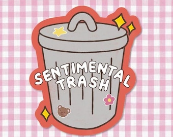 Handgemaakte Sentimental Trash matte sticker, decoratie junkjournal