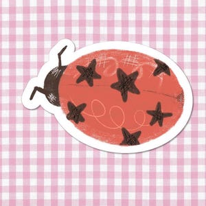 Handmade Ladybug Matte Sticker, Star Design, Journaling
