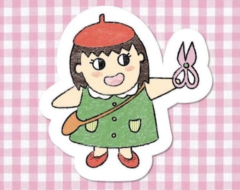 Handgemaakte Crafty Girl matte sticker, junkjournal, laptopdecor