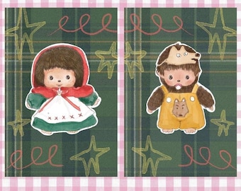 Handgemaakte Monchhichi-kunstprint - Bebechhichi