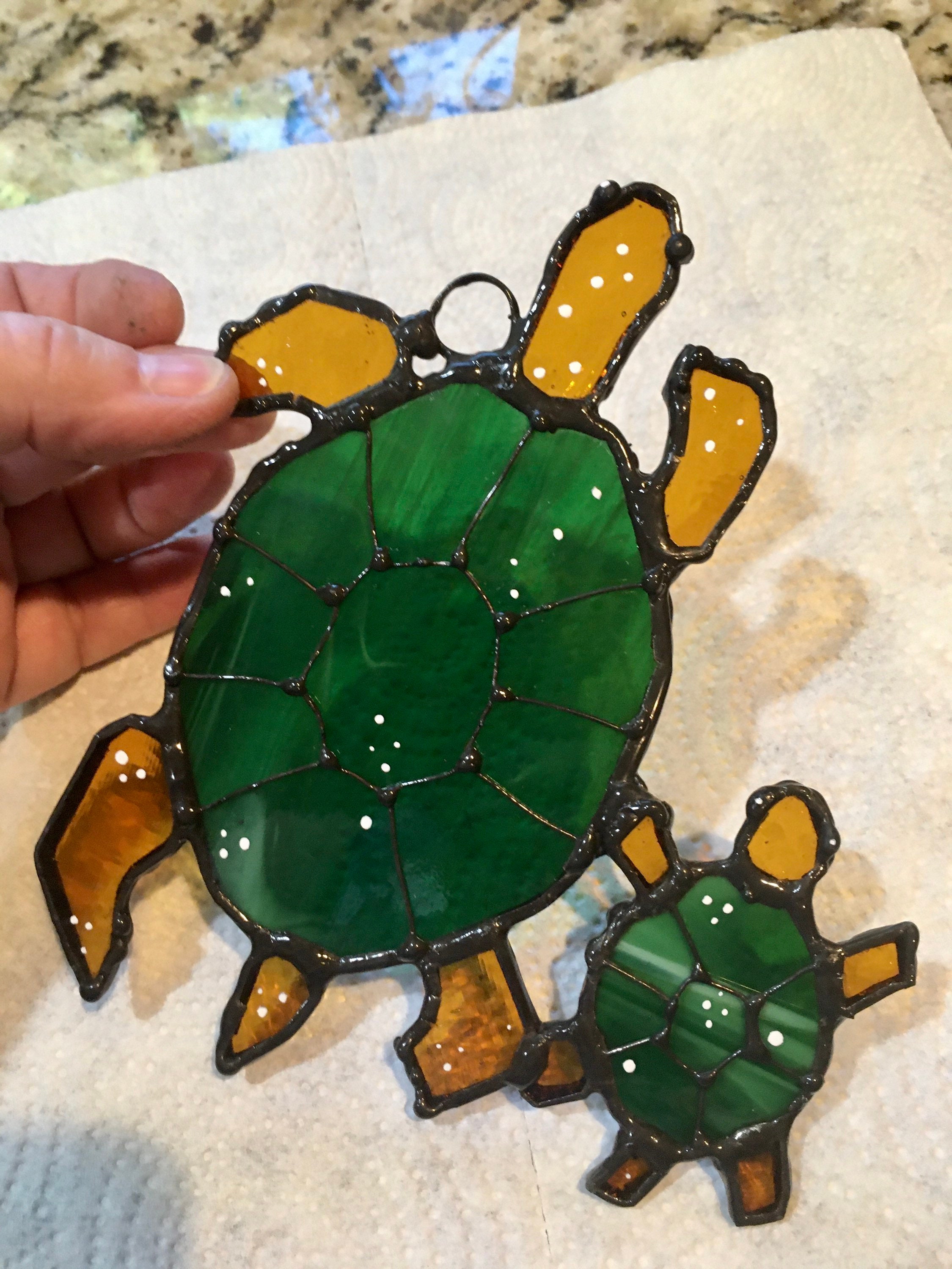 Mama and Hatchling Sea Turtle Stained Glass Window Decor Etsy
