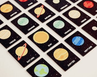 Solar System Montessori Wooden Memory Game,memory game,Homeschool preschool kindergarten toddler matching cards,kids activity,Birthday Gifts