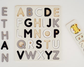 Wooden Alphabet Board Gift for kids, Alphabet learning for kids, Kids Gifts,Homeschool Toys, Alphabet Gift for Toddler, Montessori Toys