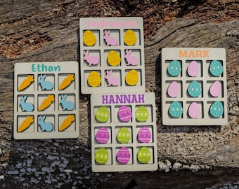 Summer Tic Tac Toe, Basket Fillers, Summer Gift for Kids, Basket Stuffers, Wooden Kids Game, Personalized Gift, Bunny, For Girls, For Boys