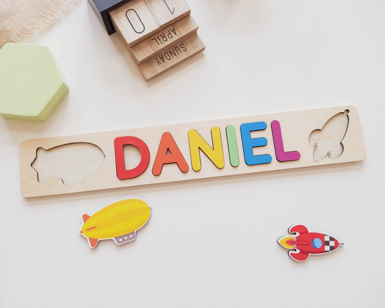 Personalized Name Puzzle with Pegs, Baby Shower Gifts for boys, Baby Name Announcement, New Mom Gift basket, Cars Baby shower Decoration image 2