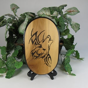 Tribal Wolf Wall Plaque/Artwork/Wolf/Wall Decor/Wall Art/Home Decor/Wood Carving