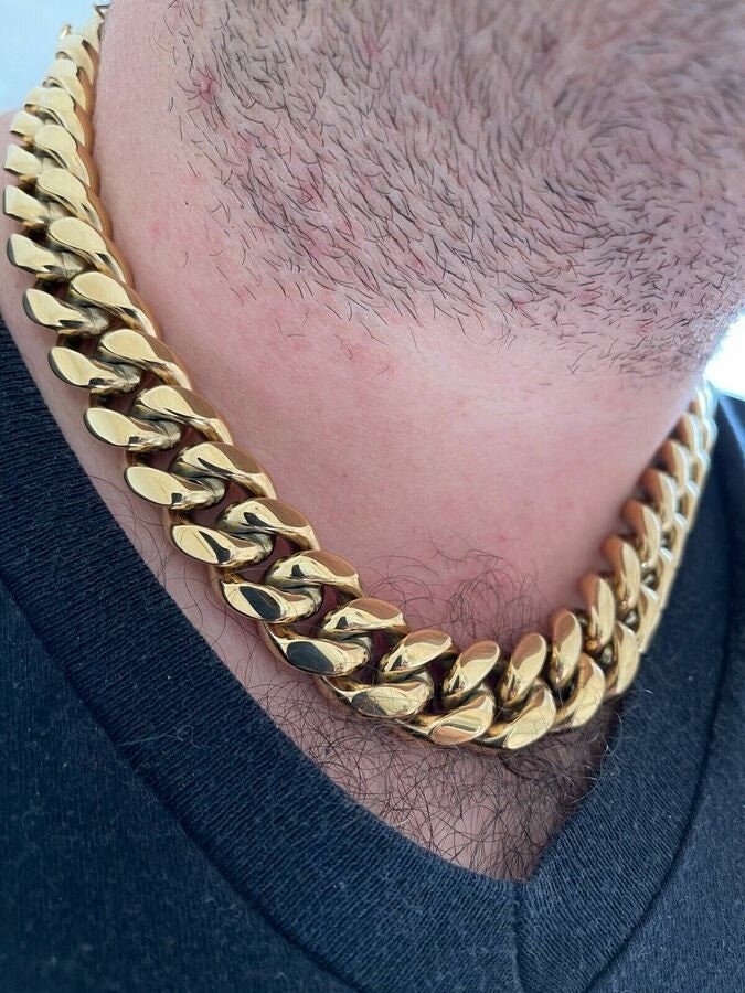 Miami Cuban Link Choker Chain Real 14k 