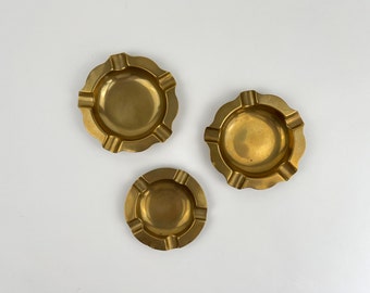 Three Antique Brass Ashtrays