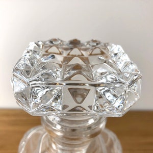 Mid Century Glass Decanter, Vintage Clear Glass Liquor Decanter, Vintage Plaid Cut Glass image 3