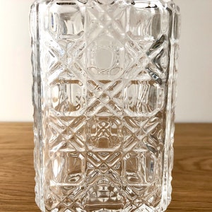 Mid Century Glass Decanter, Vintage Clear Glass Liquor Decanter, Vintage Plaid Cut Glass image 6