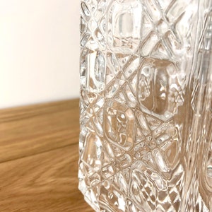 Mid Century Glass Decanter, Vintage Clear Glass Liquor Decanter, Vintage Plaid Cut Glass image 7