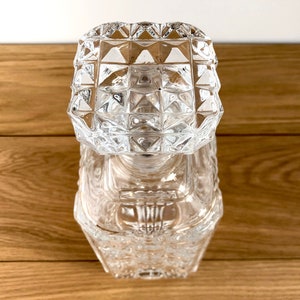 Mid Century Glass Decanter, Vintage Clear Glass Liquor Decanter, Vintage Plaid Cut Glass image 2