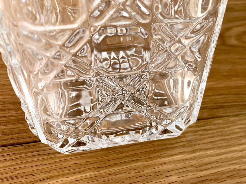 Mid Century Glass Decanter, Vintage Clear Glass Liquor Decanter, Vintage Plaid Cut Glass image 5