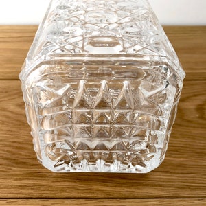 Mid Century Glass Decanter, Vintage Clear Glass Liquor Decanter, Vintage Plaid Cut Glass image 9