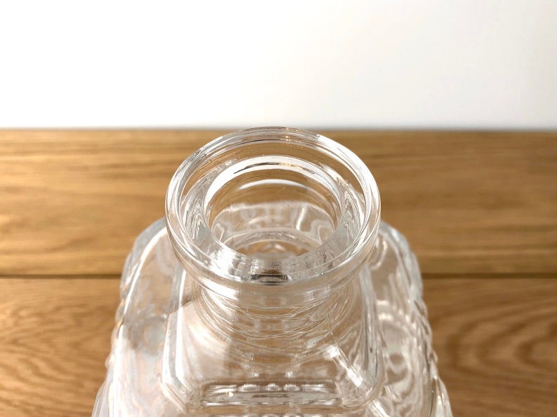 Mid Century Glass Decanter, Vintage Clear Glass Liquor Decanter, Vintage Plaid Cut Glass image 4