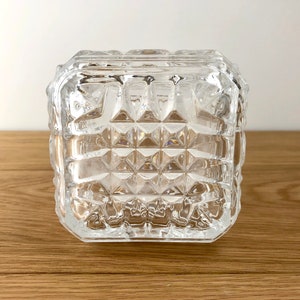 Mid Century Glass Decanter, Vintage Clear Glass Liquor Decanter, Vintage Plaid Cut Glass image 10