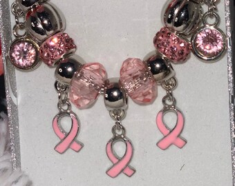 Silver-Toned Necklace for Breast Cancer Awareness