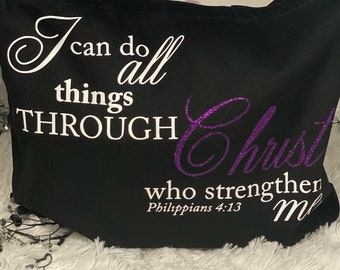 Quoted Scripture tote bag