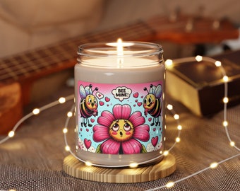 Bee Mine Sunflower & Bee Themed 9oz Scented Soy Candle - Valentine's Day Edition