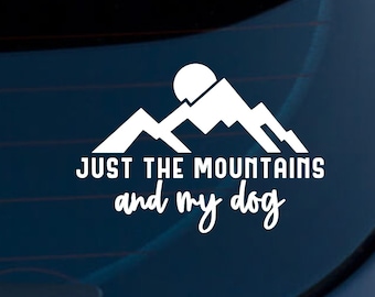 Mountains and My Dog Car Decal, Mountain Car Decal, Mountain Dog Car Decal