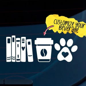Books Coffee Dogs Vinyl Decal - Customizable Car Sticker