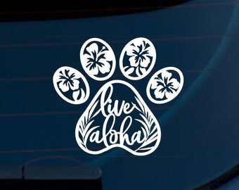 Aloha Sticker, Paw Mandala, Mandala Car Decal, Hawaii Decal, Paw Vinyl Decal, Live Aloha Sticker, Live Aloha Decal, Hawaii Gift