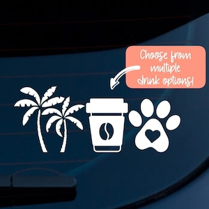 Palm Tree Coffee Dog Decal