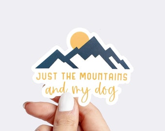 Mountain Sticker, Mountain Dog Sticker, Adventure Dog Sticker, Mountain Bumper Sticker