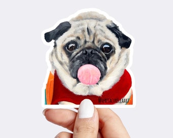 Pug sticker, Pug car decal, funny pug sticker, Pug Dog Sticker, funny pug gift